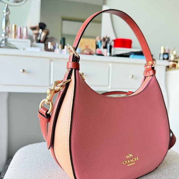 Coach Coral and Beige Shoulder/Crossbody Bag - Picture 6 of 11